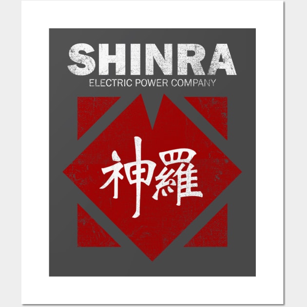 Shinra Electric Power Company Distressed T-Shirt - FF7 - Final Fantasy 7 - Shinra - Cloud Strife - Sephiroth - Soldier - Materia - Tifa Wall Art by ParkersGear